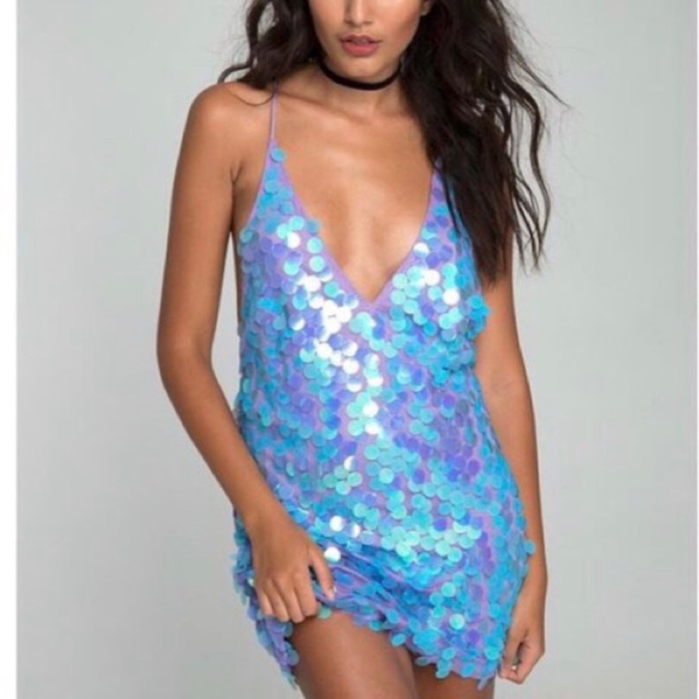 Urban Outfitters Blue Sequin Mini Dress
